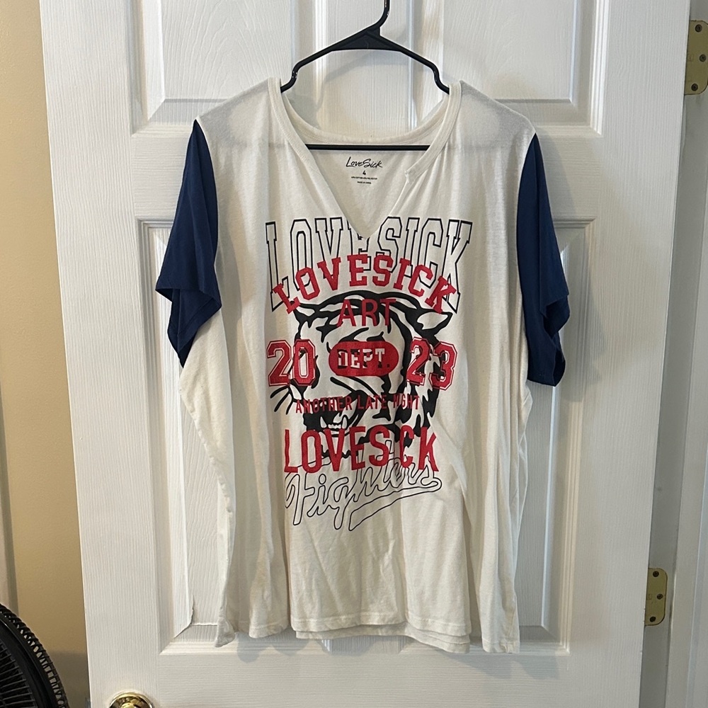 Lovesick White and Navy Graphic Tee